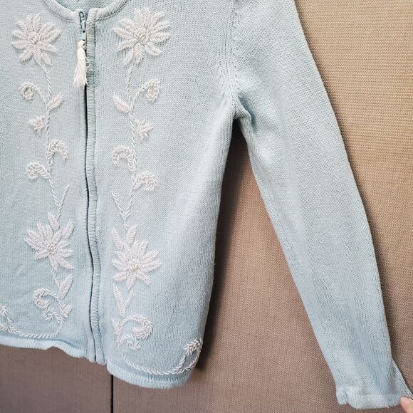 Designers Originals Studio Joy Beaded Tasseled Zip-Up Cardigan Sweater Small VTG - Picture 8 of 10